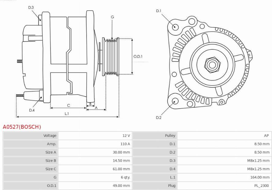 AS-PL A0527(BOSCH) - Ģenerators adetalas.lv