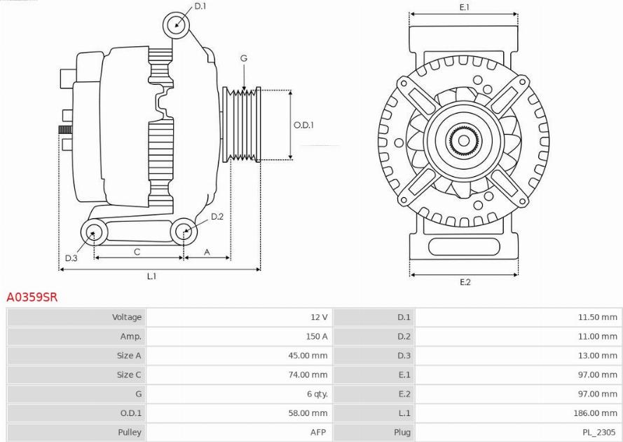 AS-PL A0359SR - Ģenerators adetalas.lv