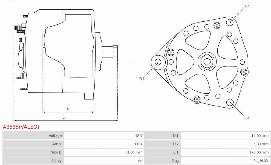 AS-PL A3535(VALEO) - Ģenerators adetalas.lv