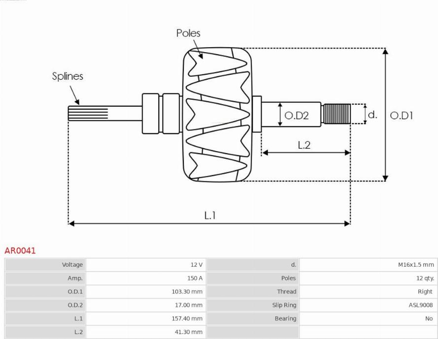 AS-PL AR0041 - Rotors, Ģenerators adetalas.lv