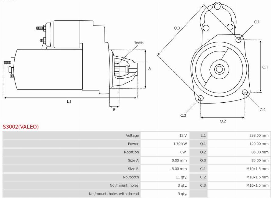 AS-PL S3002(VALEO) - Starteris adetalas.lv