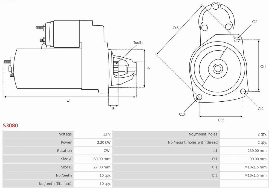 AS-PL S3080 - Starteris adetalas.lv