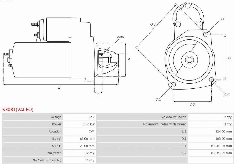 AS-PL S3081(VALEO) - Starteris adetalas.lv