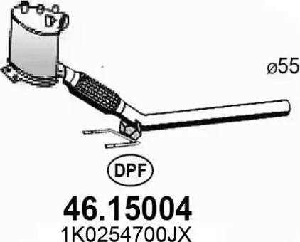 ASSO 46.15004 - Nosēdumu / Daļiņu filtrs, Izplūdes gāzu sistēma adetalas.lv