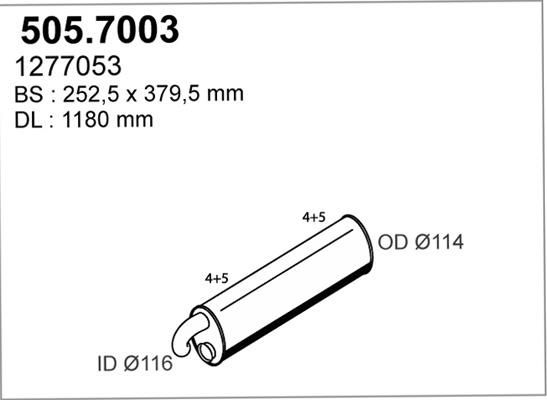 ASSO 505.7003 - Vidējais / Gala izpl. gāzu trokšņa slāpētājs adetalas.lv