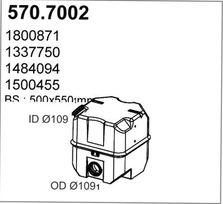 ASSO 570.7002 - Vidējais / Gala izpl. gāzu trokšņa slāpētājs adetalas.lv