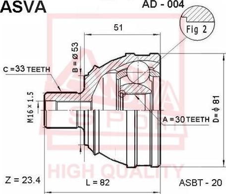 ASVA AD-004 - Šarnīru komplekts, Piedziņas vārpsta adetalas.lv