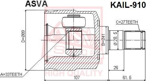 ASVA KAIL-910 - Šarnīru komplekts, Piedziņas vārpsta adetalas.lv