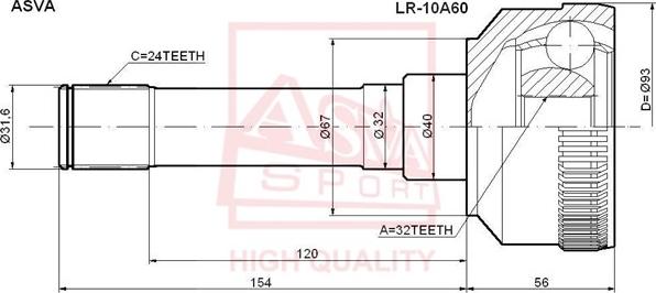 ASVA LR-10A60 - Šarnīru komplekts, Piedziņas vārpsta adetalas.lv