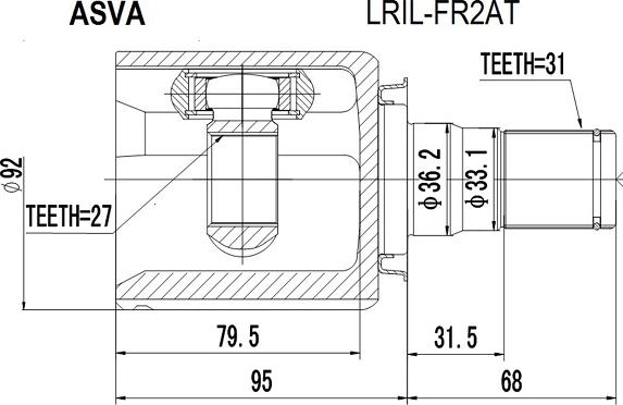 ASVA LRIL-FR2AT - Šarnīru komplekts, Piedziņas vārpsta adetalas.lv