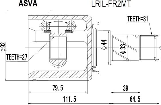 ASVA LRIL-FR2MT - Šarnīru komplekts, Piedziņas vārpsta adetalas.lv