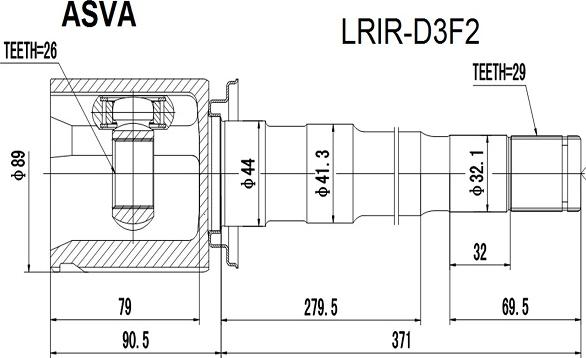 ASVA LRIR-D3F2 - Šarnīru komplekts, Piedziņas vārpsta adetalas.lv