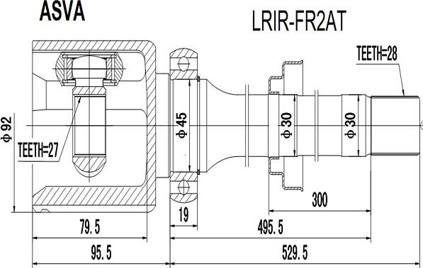 ASVA LRIR-FR2AT - Šarnīru komplekts, Piedziņas vārpsta adetalas.lv