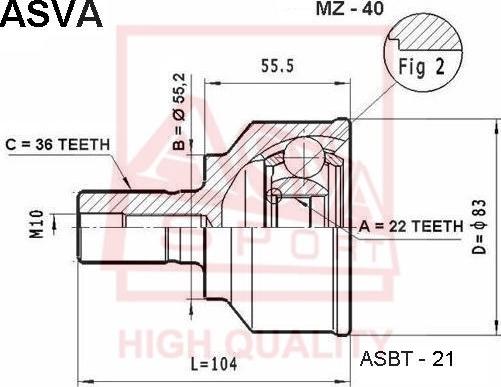 ASVA MZ-40 - Šarnīru komplekts, Piedziņas vārpsta adetalas.lv