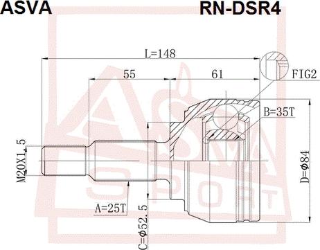 ASVA RN-DSR4 - Šarnīru komplekts, Piedziņas vārpsta adetalas.lv