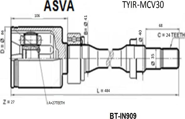 ASVA TYIR-MCV30 - Šarnīru komplekts, Piedziņas vārpsta adetalas.lv