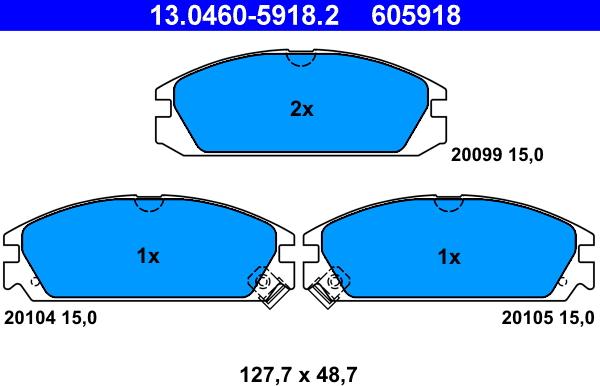 ATE 13.0460-5918.2 - Bremžu uzliku kompl., Disku bremzes adetalas.lv