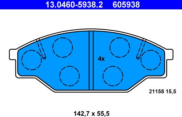 ATE 13.0460-5938.2 - Bremžu uzliku kompl., Disku bremzes adetalas.lv