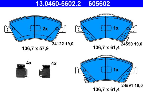 ATE 13.0460-5602.2 - Bremžu uzliku kompl., Disku bremzes adetalas.lv