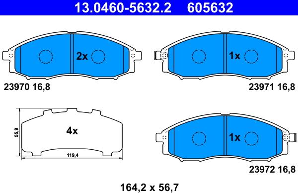 ATE 13.0460-5632.2 - Bremžu uzliku kompl., Disku bremzes adetalas.lv