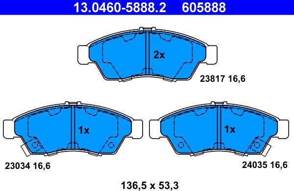 ATE 13.0460-5888.2 - Bremžu uzliku kompl., Disku bremzes adetalas.lv