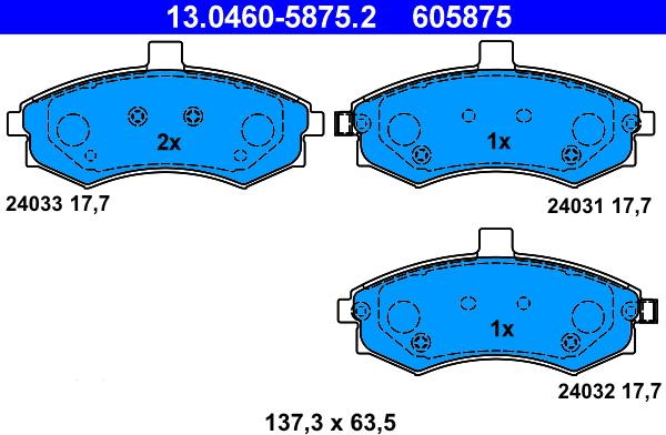 ATE 13.0460-5875.2 - Bremžu uzliku kompl., Disku bremzes adetalas.lv