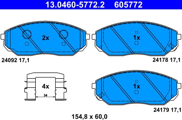 ATE 13.0460-5772.2 - Bremžu uzliku kompl., Disku bremzes adetalas.lv