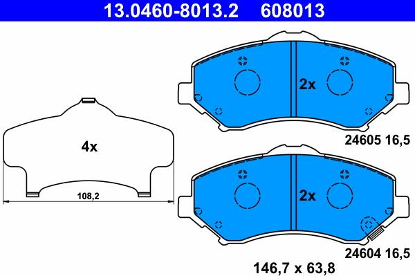 ATE 13.0460-8013.2 - Bremžu uzliku kompl., Disku bremzes adetalas.lv