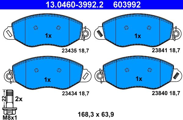 ATE 13.0460-3992.2 - Bremžu uzliku kompl., Disku bremzes adetalas.lv