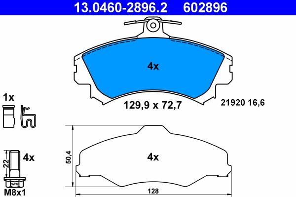 ATE 13.0460-2896.2 - Bremžu uzliku kompl., Disku bremzes adetalas.lv