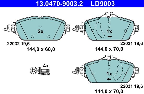 ATE 13.0470-9003.2 - Bremžu uzliku kompl., Disku bremzes adetalas.lv