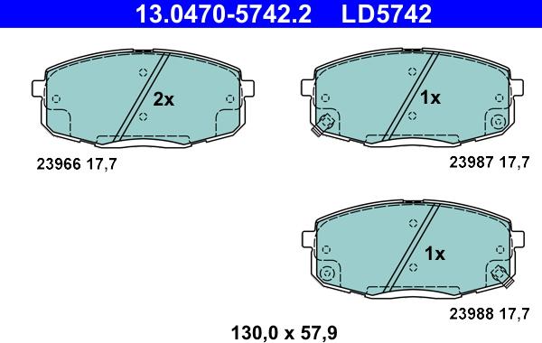 ATE 13.0470-5742.2 - Bremžu uzliku kompl., Disku bremzes adetalas.lv