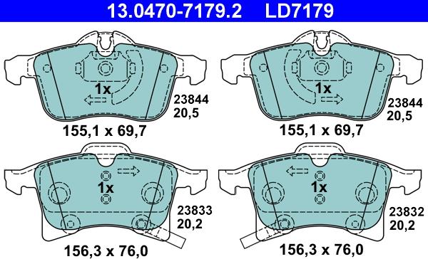 ATE 13.0470-7179.2 - Bremžu uzliku kompl., Disku bremzes adetalas.lv