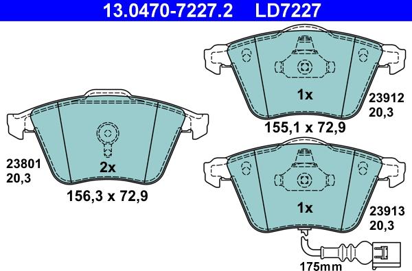 ATE 13.0470-7227.2 - Bremžu uzliku kompl., Disku bremzes adetalas.lv