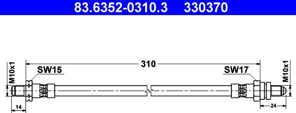 ATE 83.6352-0310.3 - Bremžu šļūtene adetalas.lv