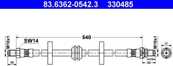 ATE 83.6362-0542.3 - Bremžu šļūtene adetalas.lv