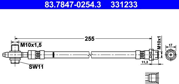 ATE 83.7847-0254.3 - Bremžu šļūtene adetalas.lv