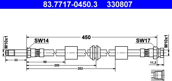 ATE 83.7717-0450.3 - Bremžu šļūtene adetalas.lv