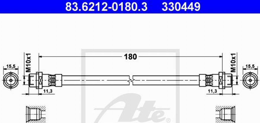 ATE 330449 - Bremžu šļūtene adetalas.lv