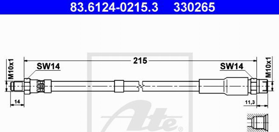 ATE 330265 - Bremžu šļūtene adetalas.lv