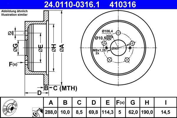 ATE 24.0110-0316.1 - Bremžu diski adetalas.lv