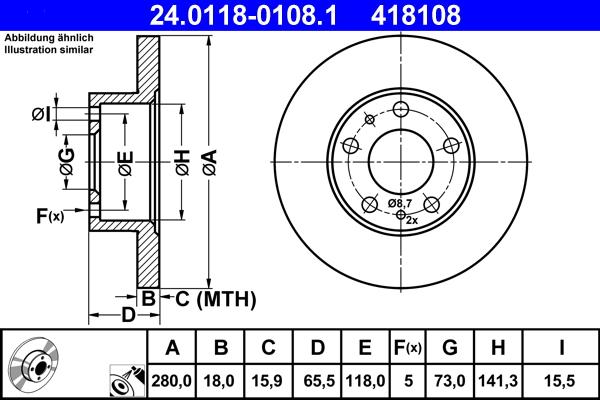 ATE 24.0118-0108.1 - Bremžu diski adetalas.lv