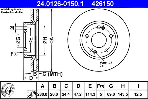 ATE 24.0126-0150.1 - Bremžu diski adetalas.lv