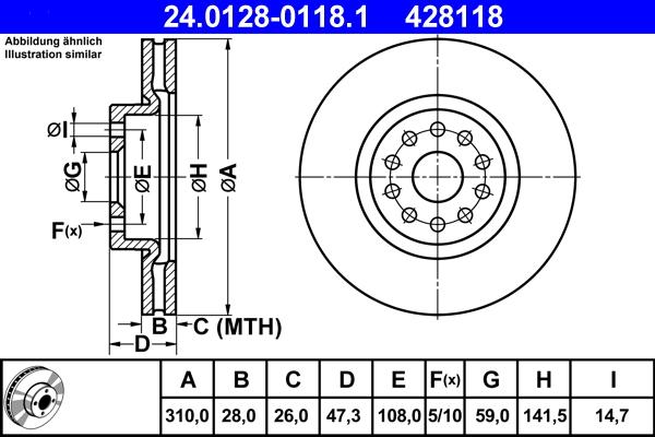 ATE 24.0128-0118.1 - Bremžu diski adetalas.lv