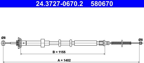 ATE 24.3727-0670.2 - Trose, Stāvbremžu sistēma adetalas.lv