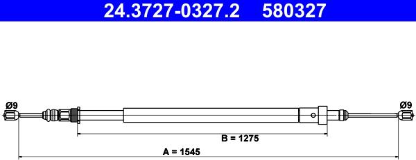 ATE 24.3727-0327.2 - Trose, Stāvbremžu sistēma adetalas.lv