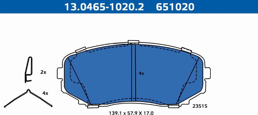 ATE-APAC 13.0465-1020.2 - Bremžu uzliku kompl., Disku bremzes adetalas.lv