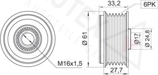 Autex 654293 - Piedziņas skriemelis, Ģenerators adetalas.lv