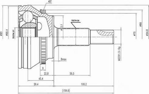 Aywiparts AW1510038A - Šarnīru komplekts, Piedziņas vārpsta adetalas.lv