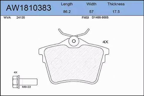 Aywiparts AW1810383 - Bremžu uzliku kompl., Disku bremzes adetalas.lv